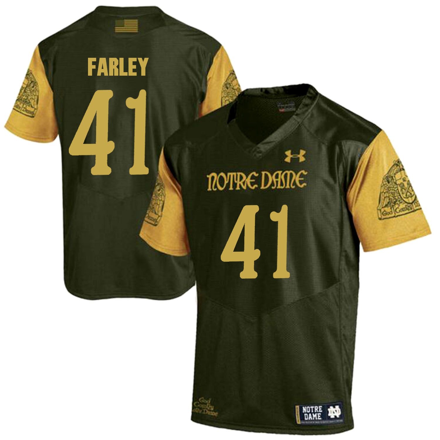 Men Norte Dame Fighting Irish #41 Farley Green Customized NCAA Jerseys